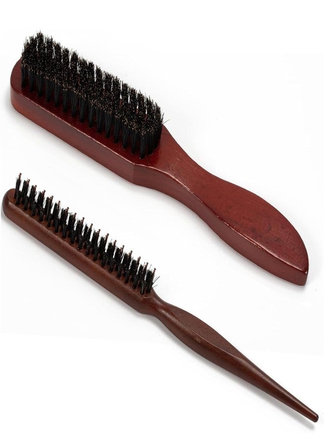 HUIRUSO 2 Pcs Boar Bristle Brushes for Men and Women - Smoothing and Teasing for Sleek Hair, Slick Back Hairstyles, and Enhanced Beard Shine - Image 1
